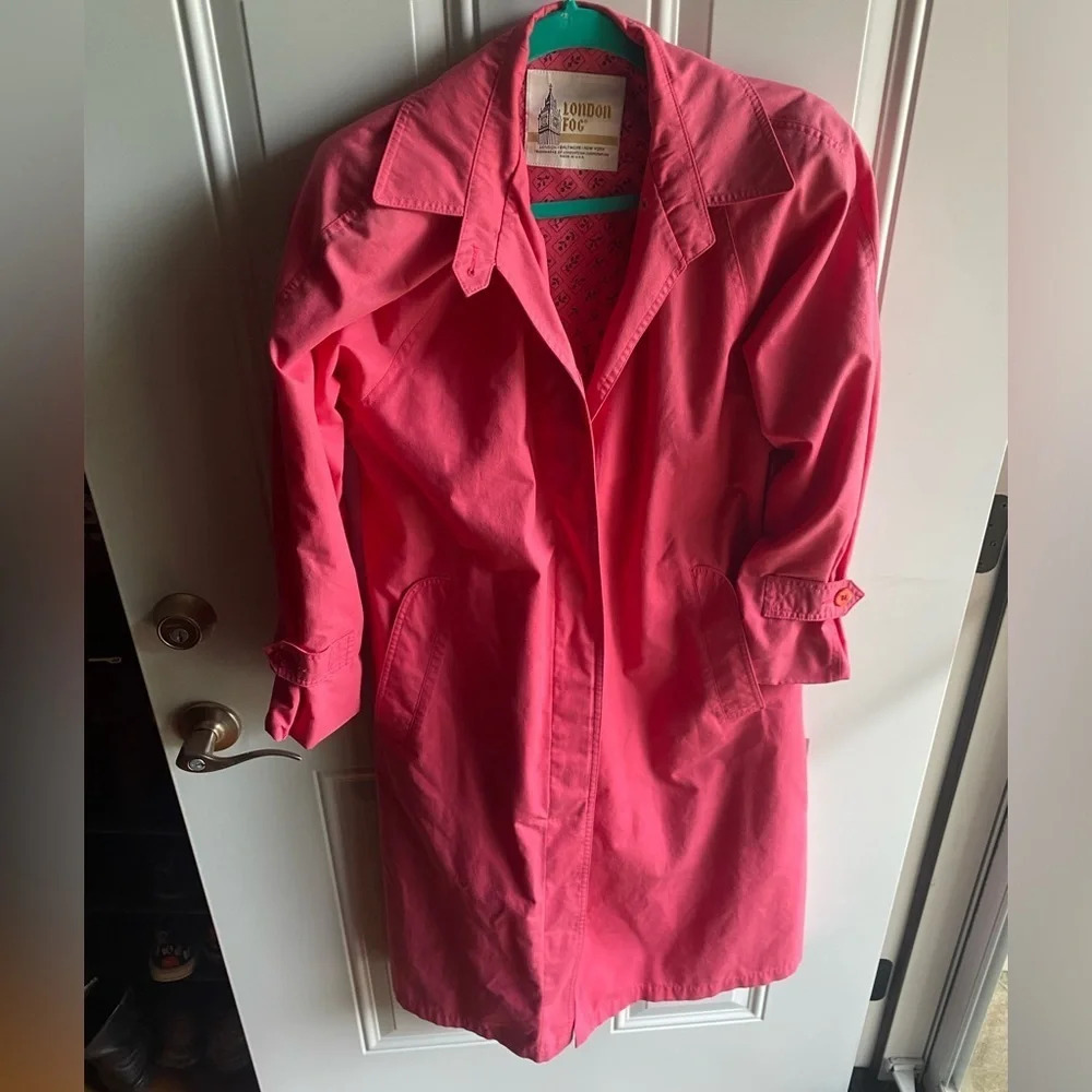 Raspberry Women's London Fog Wamsutta Classic Over Coat Sz 6P